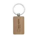 rechthoekige, beukenhouten sleutelhanger.