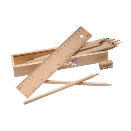 kleurpotloden 12 stuks in houten opbergdoos