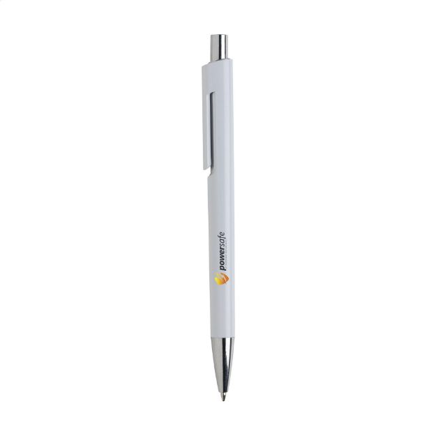 blauwschrijvende balpen met uniek design.