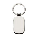 rechthoekige, hoogglans, nikkelen sleutelhanger.