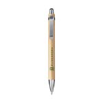bamboe balpen met metalen clip blauwschrijvend