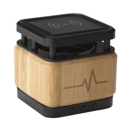 bamboe speaker met draadloze oplader