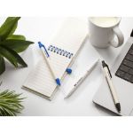 pen met houder van melkverpakkingen, blauwe inkt