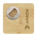 vierkante onderzetter bamboe en flesopener