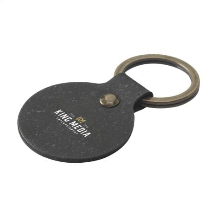 ronde recycled leder sleutelhanger