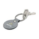 recycled denim ronde sleutelhanger