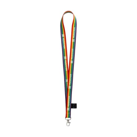 regenboog keycord r-pet metalen karabijnhaak