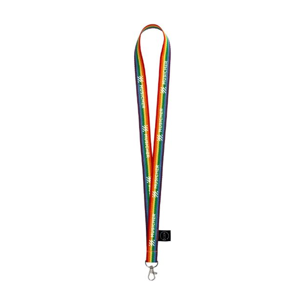 regenboog keycord r-pet metalen karabijnhaak