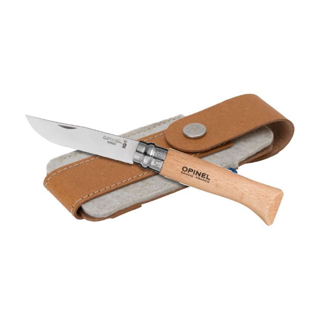 opinel inox no 08 zakmes in een riemetui