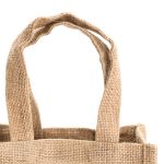 jute zak met pvc venster voor twee flessen