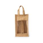 jute zak met pvc venster voor twee flessen