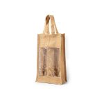 jute zak met pvc venster voor twee flessen
