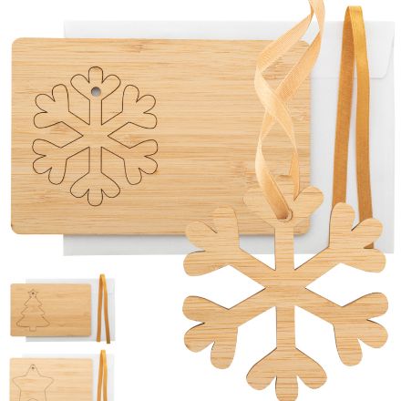kerstkaart van bamboe met break-out kerstontwerp