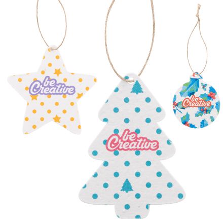 custom made kerstboom ornament van zaadpapier