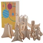 custom made kerstkaart met houten puzzel