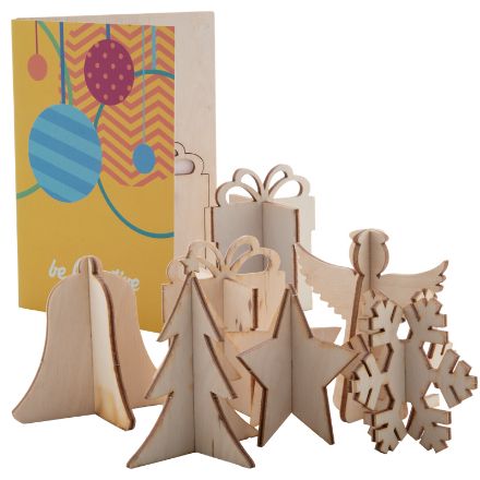custom made kerstkaart met houten puzzel