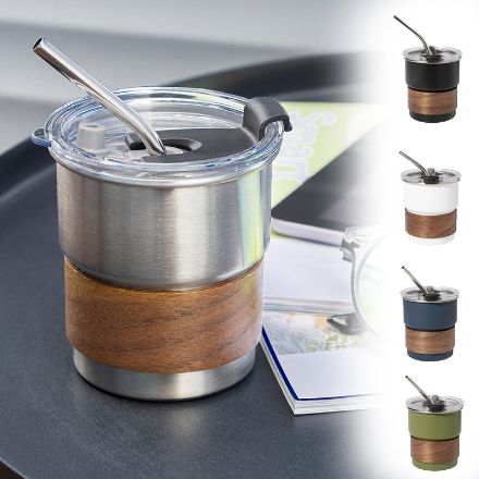 rss reisbeker met handgreep van notenhout 260 ml