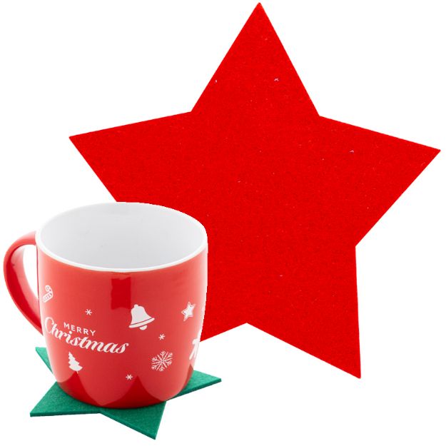 rpet 4 stuks kerst set stervormige onderzetters