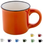 mini vintage keramische mok 90 ml zwarte rand