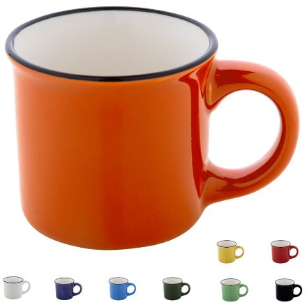mini vintage keramische mok 90 ml zwarte rand