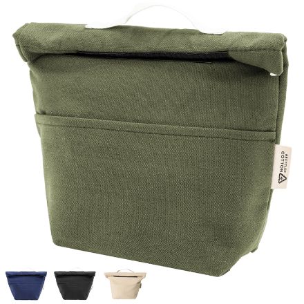 recycled canvas koeltas met voorvak roll top