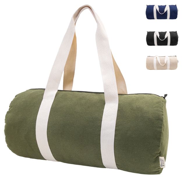 sporttas van recycled canvas met binnenzak en rits