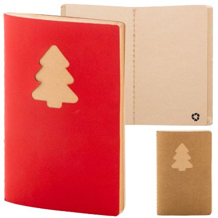 kerst recycled krafpapieren notitieboekje 60 vel