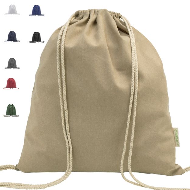 recycled katoenen trekkoord tas 140 g/m2