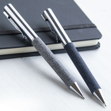 metalen balpen met draaimechanisme blauwschrijvend