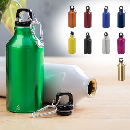 fles van recycled aluminium karabijnhaak 400 ml