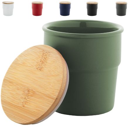 keramische beker 240 ml met bamboe deksel