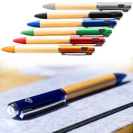 bamboe en rabs balpen penboo met led zaklamp