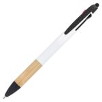 3-kleuren pen met bamboe grip blauwe inkt