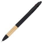 3-kleuren pen met bamboe grip blauwe inkt