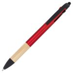 3-kleuren pen met bamboe grip blauwe inkt