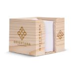 kubushouder hout met wit papier 10x10x8.5cm fsc