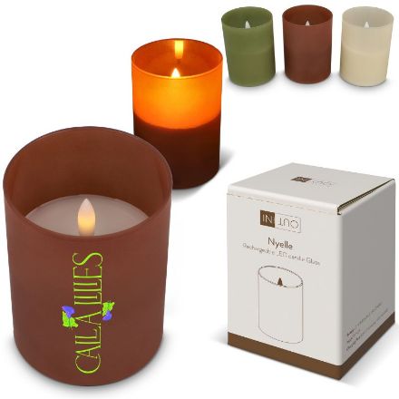 nyelle oplaadbare led wax kaars in glas