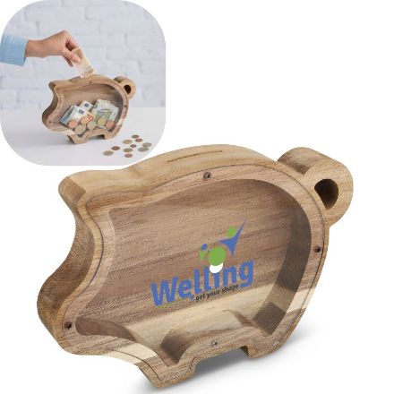 spaarpot pennyvista acacia hout behuizing