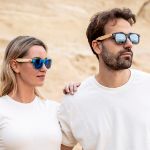 zonnebril bamboe dristan spiegeleffect lenzen