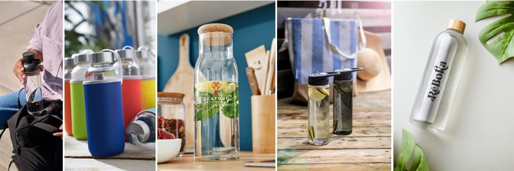 Online glazen drinkflessen op maat bestellen, bij Harogifts