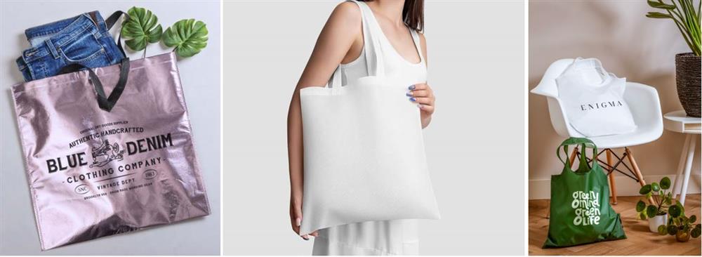 Online polyester draagtassen op maat bestellen, bij Harogifts
